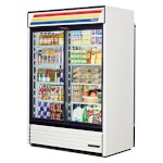 True GDM-47RL-HC-LD - Pass-Thru Merchandiser, two-section, (2) front glass sliding doors, (2) rear solid doors
